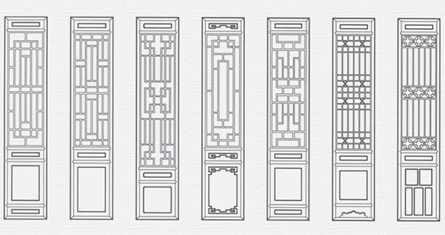 甘泉常用中式仿古花窗图案隔断设计图