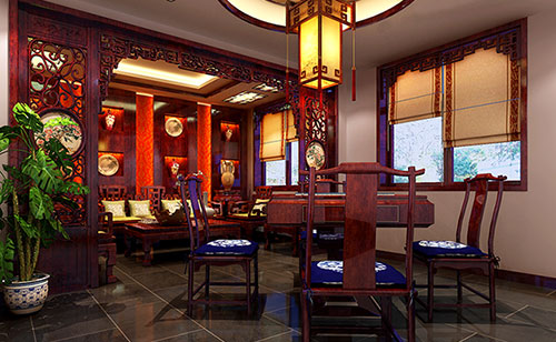 甘泉古典中式风格茶楼包间设计装修效果图